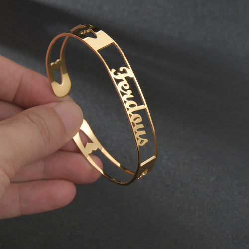 Customized Name Bracelet Personalized Custom Bangles Stainless Steel